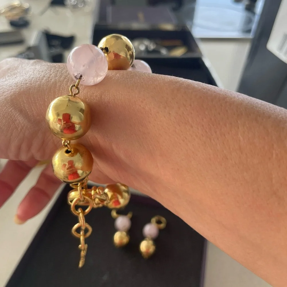 Italian set bracelet and earrings gold plated gorgeous - Picture 7 of 7